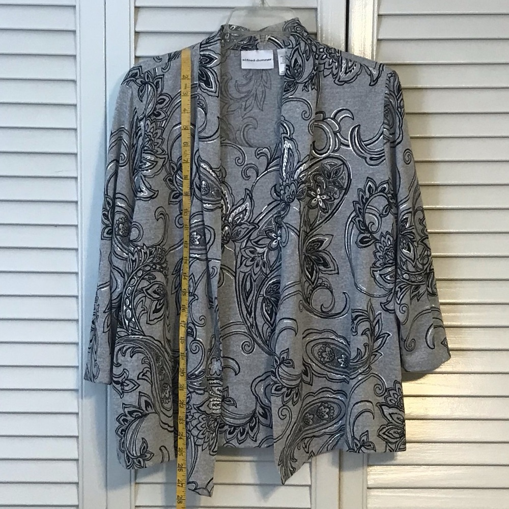 Alfred Dunner Black and Gray Paisley Blazer - Picture 2 of 5
